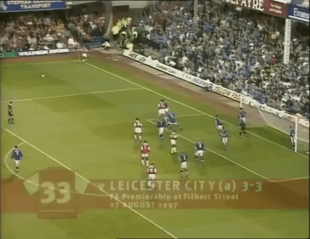 In the 1997/98 season at Leicester City's Filbert Street, Dennis Bergkamp scored his first hat-trick for Arsenal. He considered the third goal his favourite for the club