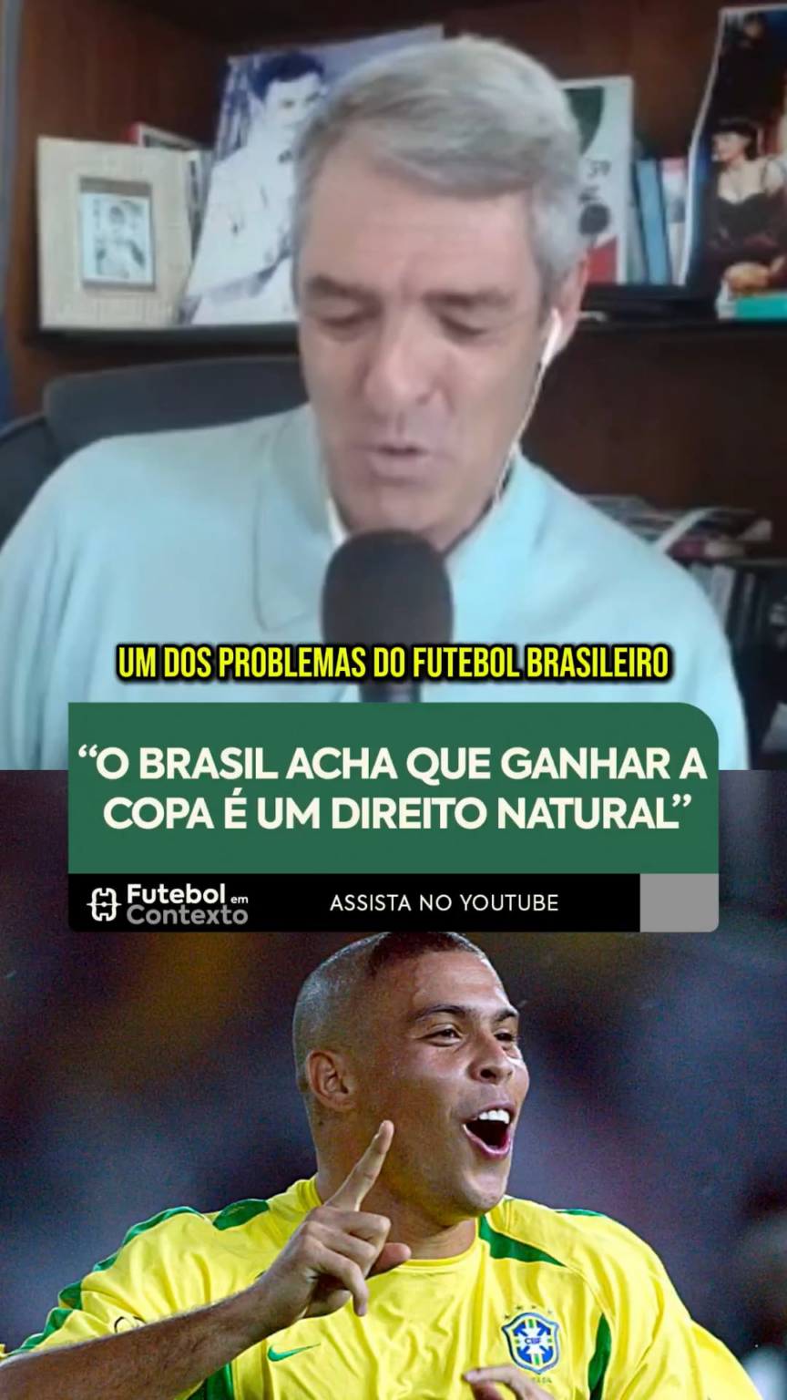 Jornalista ingles Tim Vickery fala sobre o Jejum do Brasil em Campeonatos do Mundo "Um dos problemas do futebol brasileiro é a armadilha do sucesso. Ganhar 3 Copas em 4 entre 58 a 70. O Brasil passou a pensar q era um direito natural ganhar um Mundial"