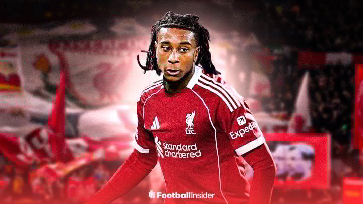 Michael Olise in Liverpool's home shirt