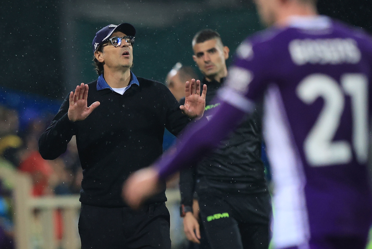 FLORENCE, ITALY - APRIL 13: Head coach Paolo Vanoli manager of ACF Fiorentina reacts during the Serie A match between ACF Fiorentina and SS Lazio at Artemio Franchi on April 13, 2026 in Florence, Italy. (Photo by Gabriele Maltinti/Getty Images)
