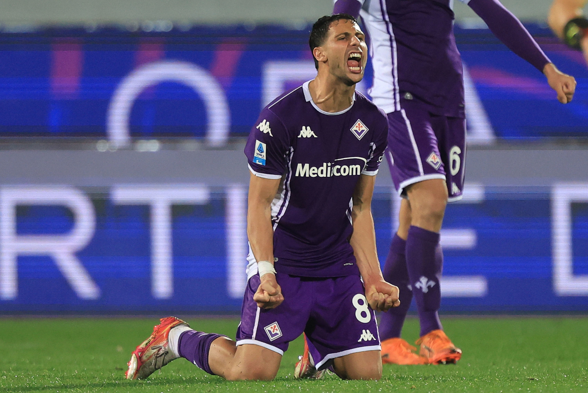 FLORENCE, ITALY - APRIL 13: Rolando Mandragora of ACF Fiorentina celebrates the victory after during the Serie A match between ACF Fiorentina and SS Lazio at Artemio Franchi on April 13, 2026 in Florence, Italy. (Photo by Gabriele Maltinti/Getty Images)