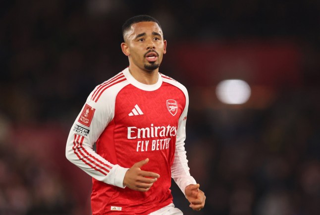 SOUTHAMPTON, ENGLAND - APRIL 04: Gabriel Jesus of Arsenal during the Emirates FA Cup Quarter Final match between Southampton and Arsenal at St Mary's Stadium on April 04, 2026 in Southampton, England. (Photo by Catherine Ivill - AMA/Getty Images)