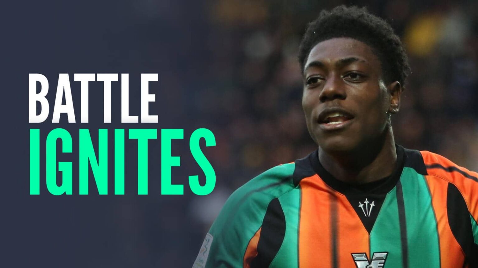 Venezia star Issa Doumbia, with caption: Battle ignites