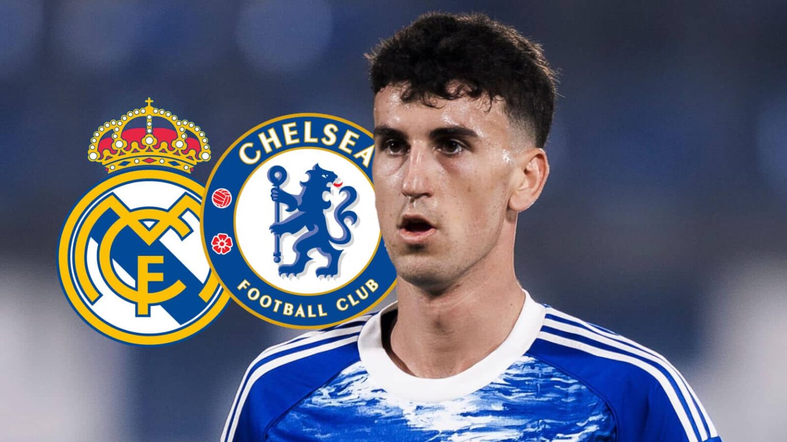 Como star Jacobo Ramon, with Chelsea and Real Madrid badges