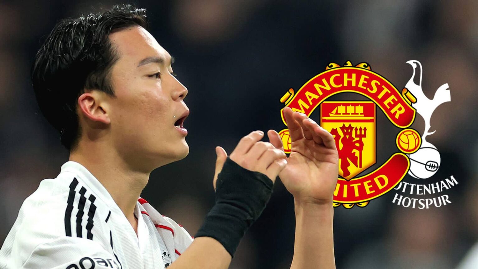 Besiktas star Oh Hyeon-gyu, with Manchester United and Tottenham badges