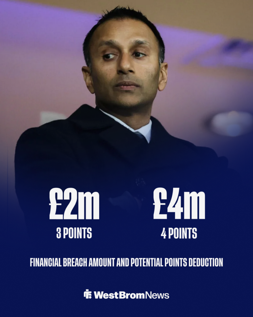 West Brom points deduction for financial breach