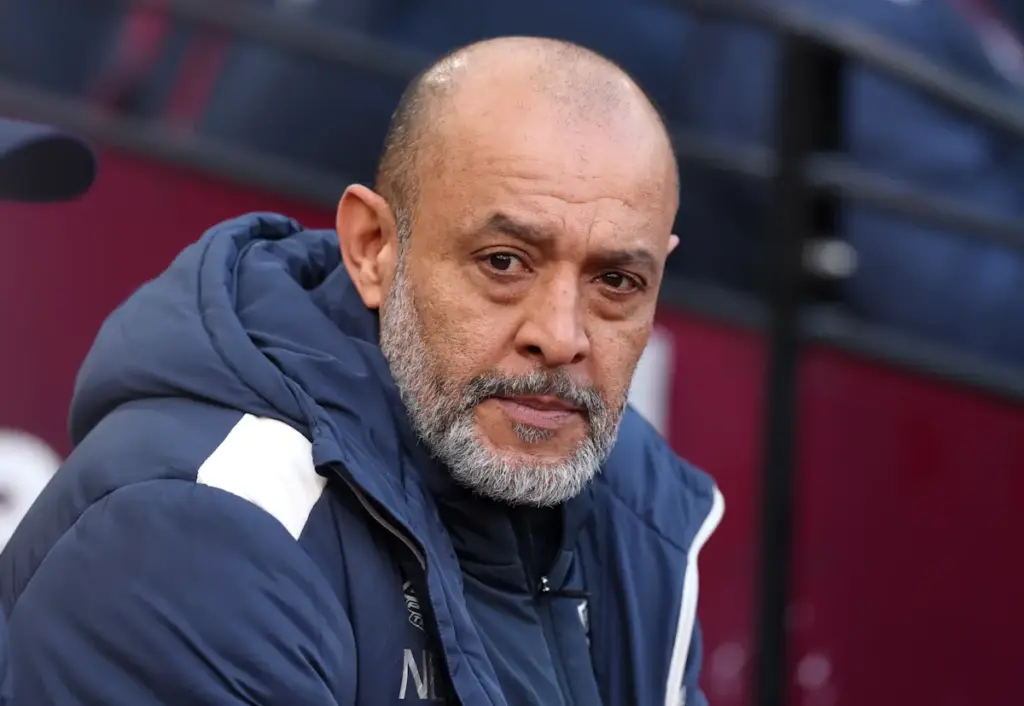 Nuno watches on from the dugout as West Ham United manager