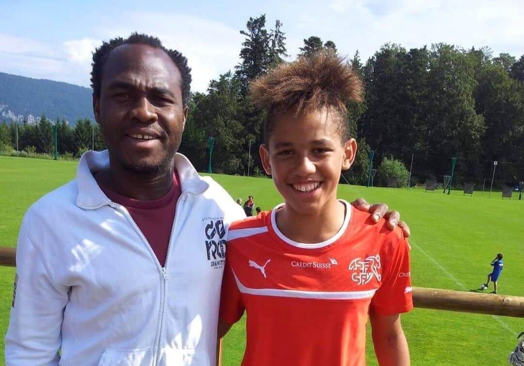 Christian and a young Noah Okafor