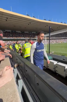 Xavi Simons was caught on camera yelling “F**K YOU” to a Wolves fan as he was taken away for medical treatment