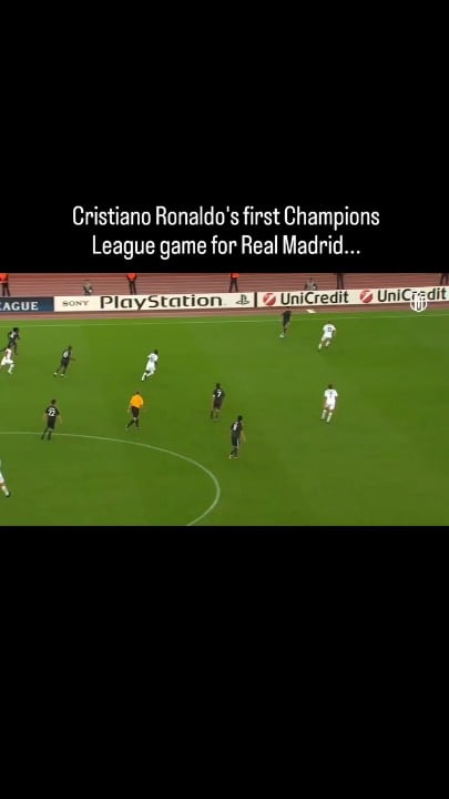 Cristiano Ronaldos first champions league match in real madrid shirt 💥