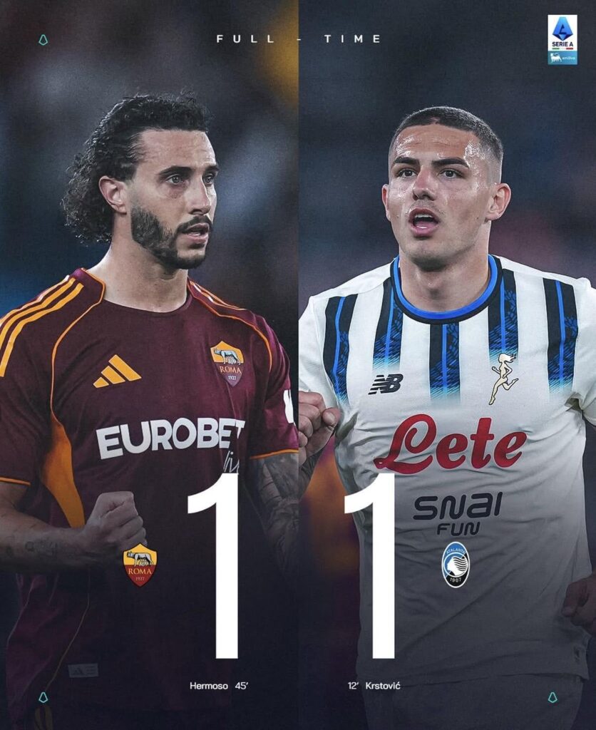 Draw between Roma and Atalanta.