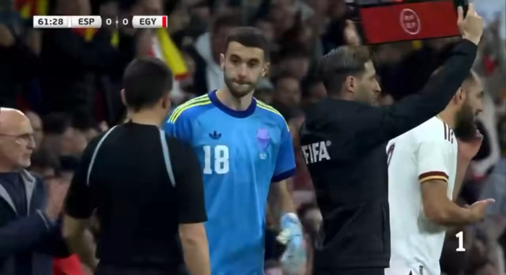 Joan Garcia debuted for Spain in the 62nd minute at RCDE stadium