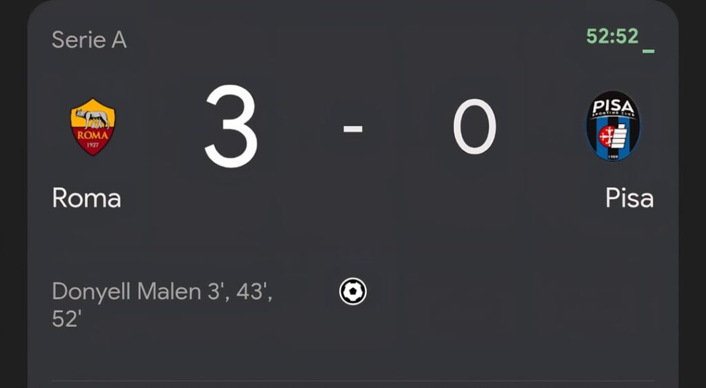 Donyell Malen has just scored his first Serie A hattrick, the league's first 3+ goals by a single player since Retegui's 4 back in February 2025