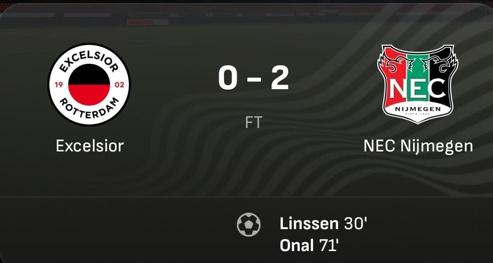 NEC houdt zicht op Champions League na 0-2 tegen Excelsior