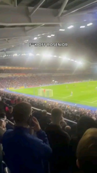 Fans chanting f**k off Rosenior during the game against Brighton.