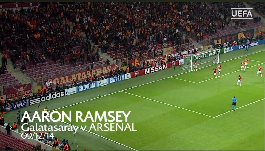 This rocket from Aaron Ramsey - one of the most underrated Arsenal and Champions League goal.