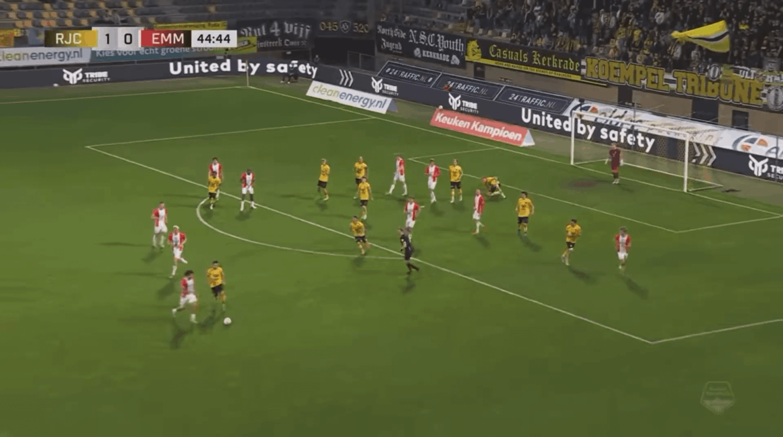 Roda [2]–0 Emmen (2–2) — Josh Nisbet, 45+1'