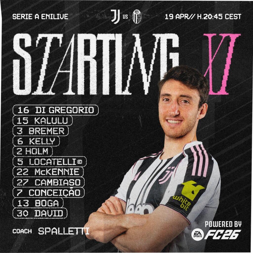 Juventus VS Bologna Starting XI