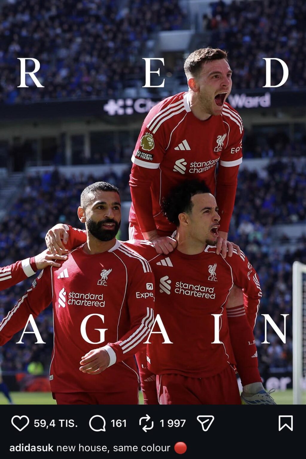 Adidas post on IG: “New house, same colour” 😂