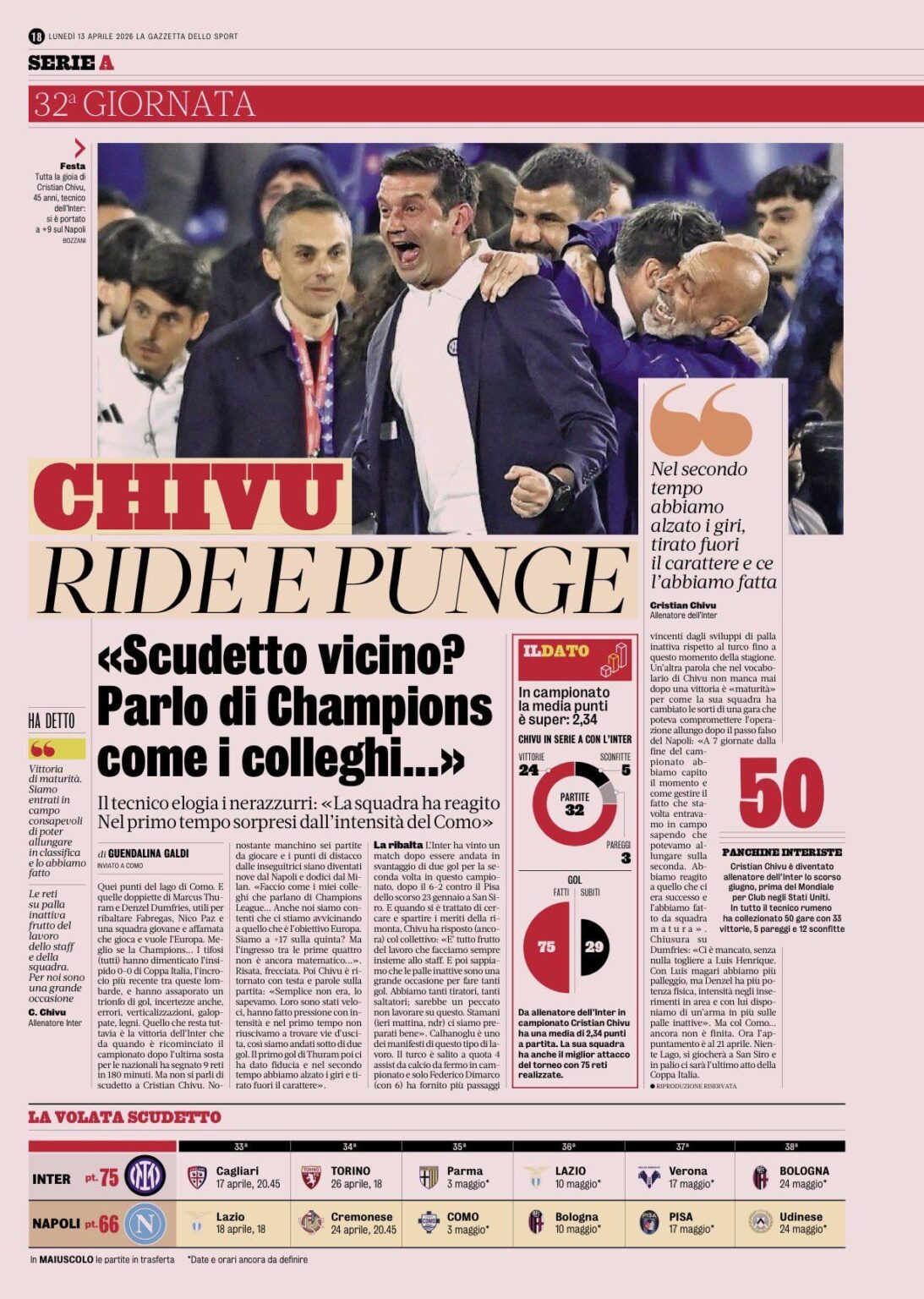 Close to winning the Scudetto? I'll talk like my colleagues, we're working on qualifying for the Champions League