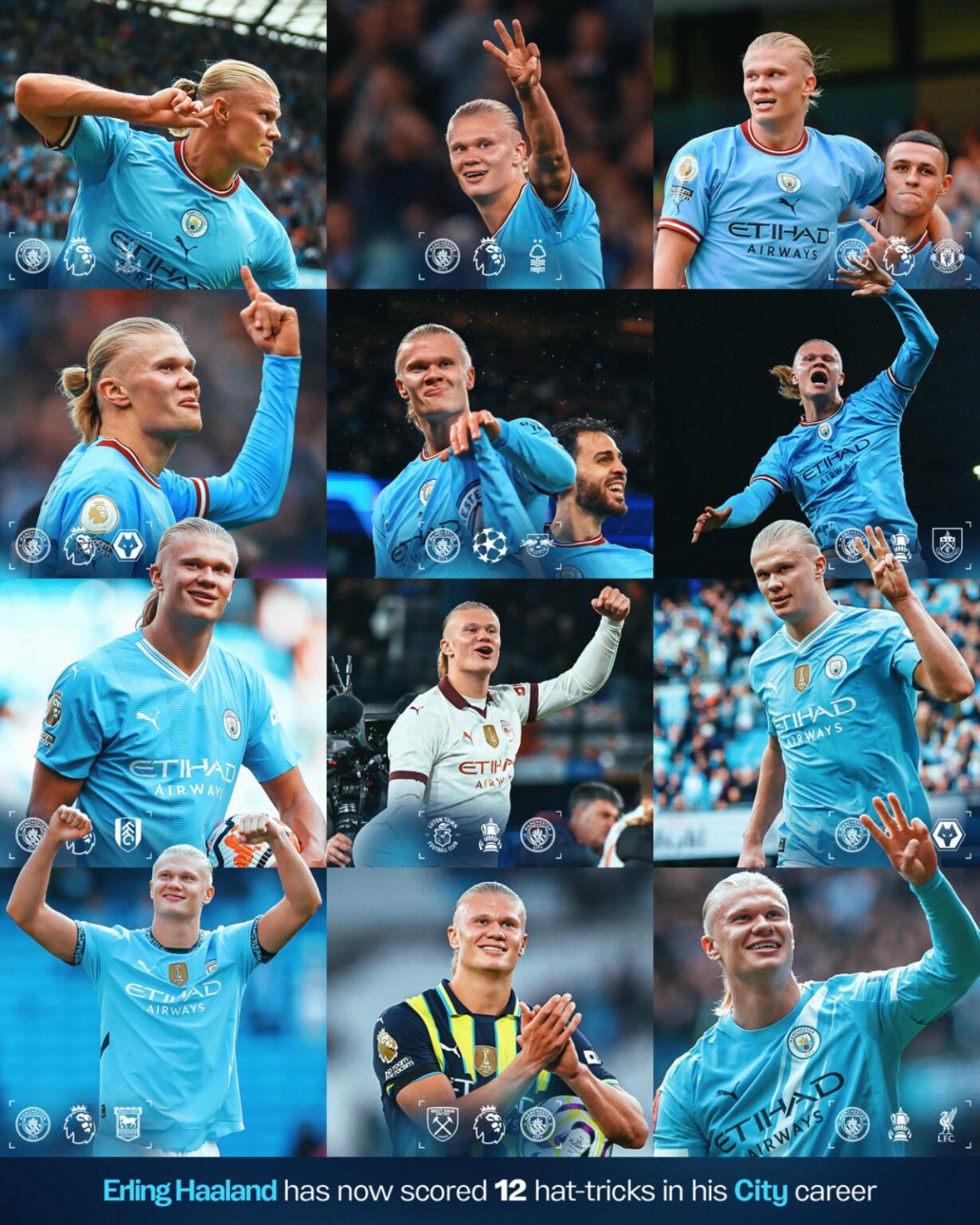 A dozen City hat-tricks for Erling Haaland, ladies and gentlemen!