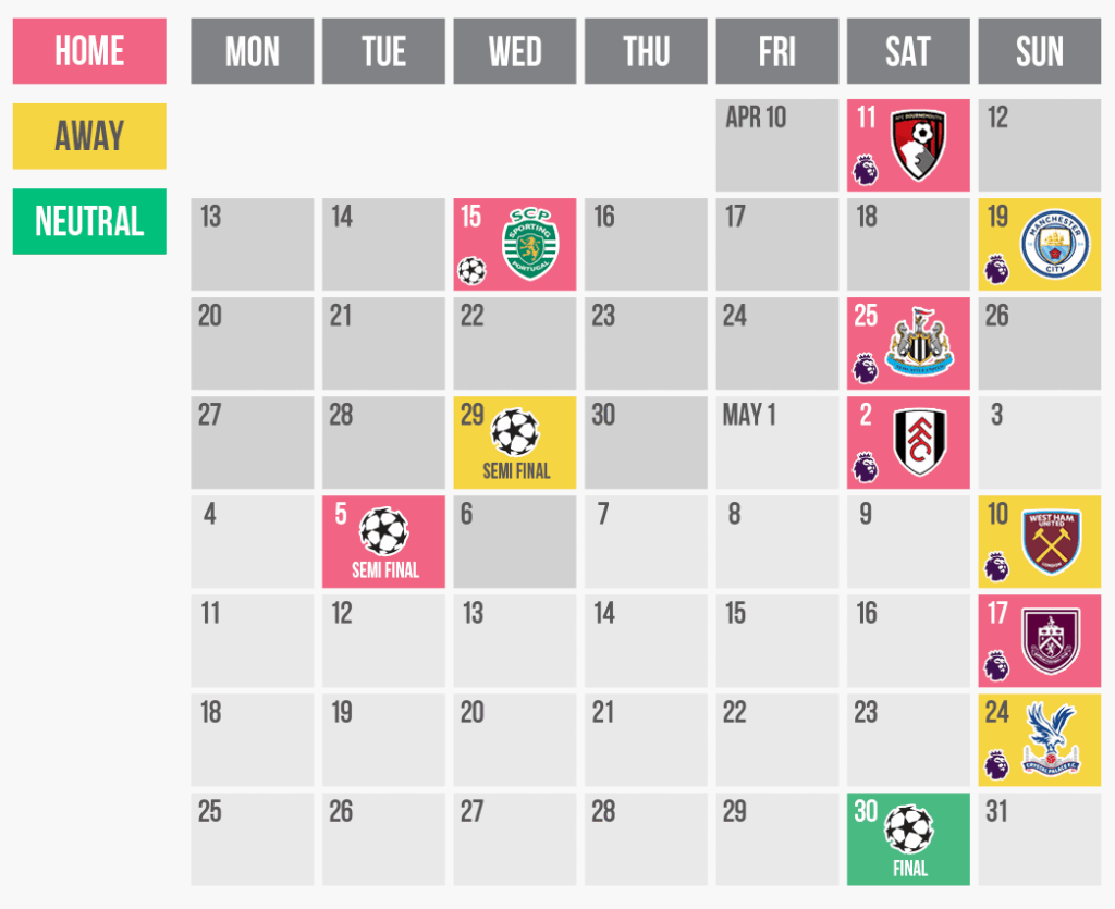 Final fixture calendar update