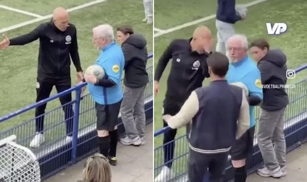 Chelsea legend Arjen Robbenwas filmed shouting at an elderly referee and shoving a TV presenter