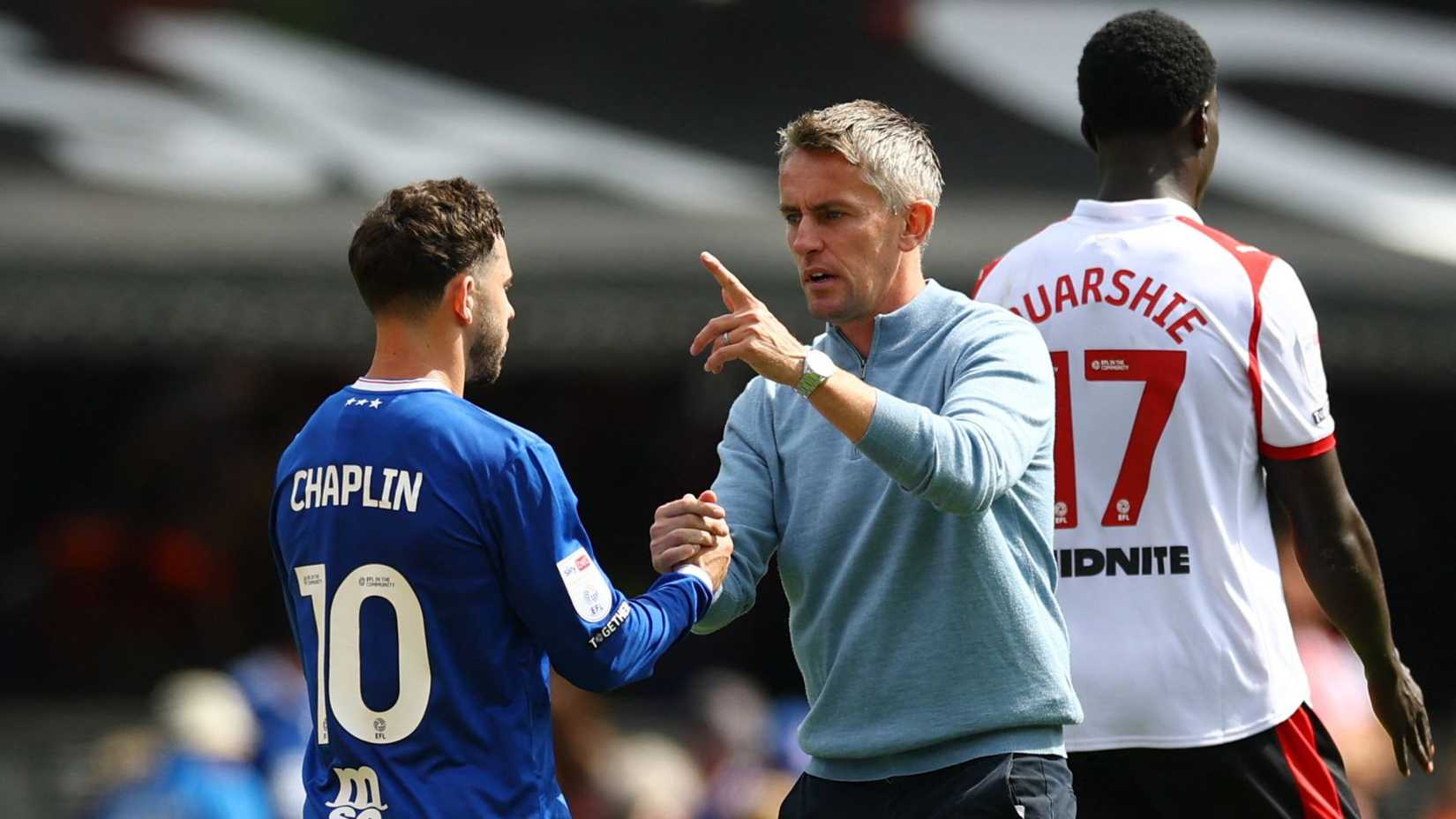 Kieran McKenna and Conor Chaplin of Ipswich Town