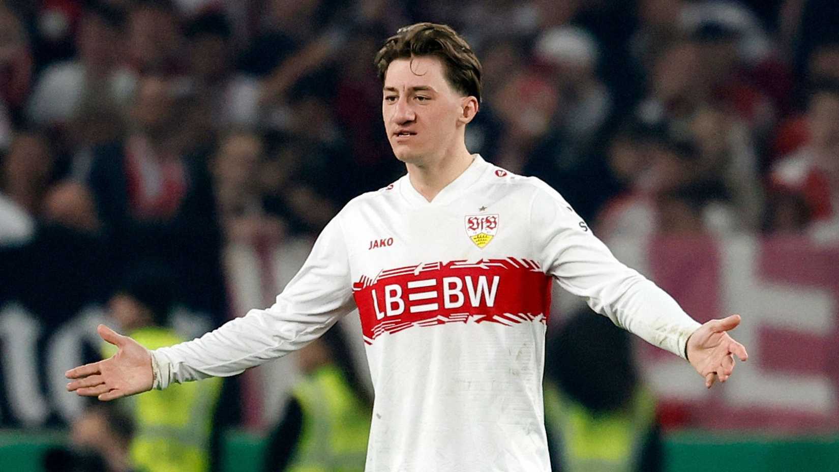 Soccer Football - DFB Cup - Semi Final - VfB Stuttgart v SC Freiburg - MHPArena, Stuttgart, Germany - April 23, 2026 VfB Stuttgart's Angelo Stiller REUTERS/Heiko Becker 