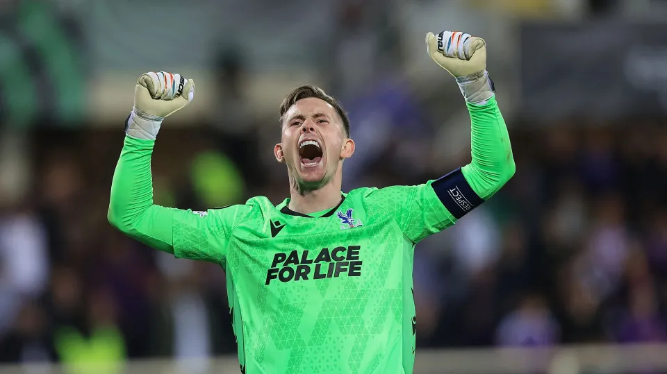 Dean Henderson goalkeeper of Crystal Palace FC celebrates the victory after during the UEFA Conference League 2025/26 Quarter-Final Leg Two match between ACF Fiorentina and Crystal Palace