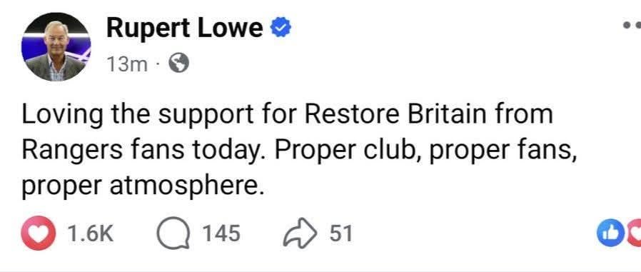 A new celebrity fan for Rangers???