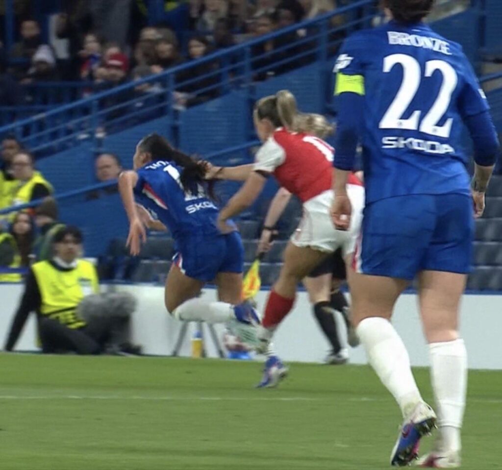 So Sonia gets sent off for arguing against this to the ref?