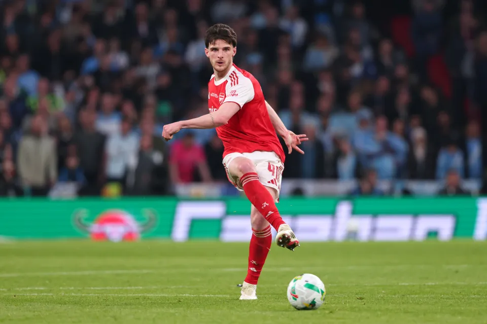 Declan Rice of Arsenal during the Carabao Cup Final match between Arsenal and Manchester City
