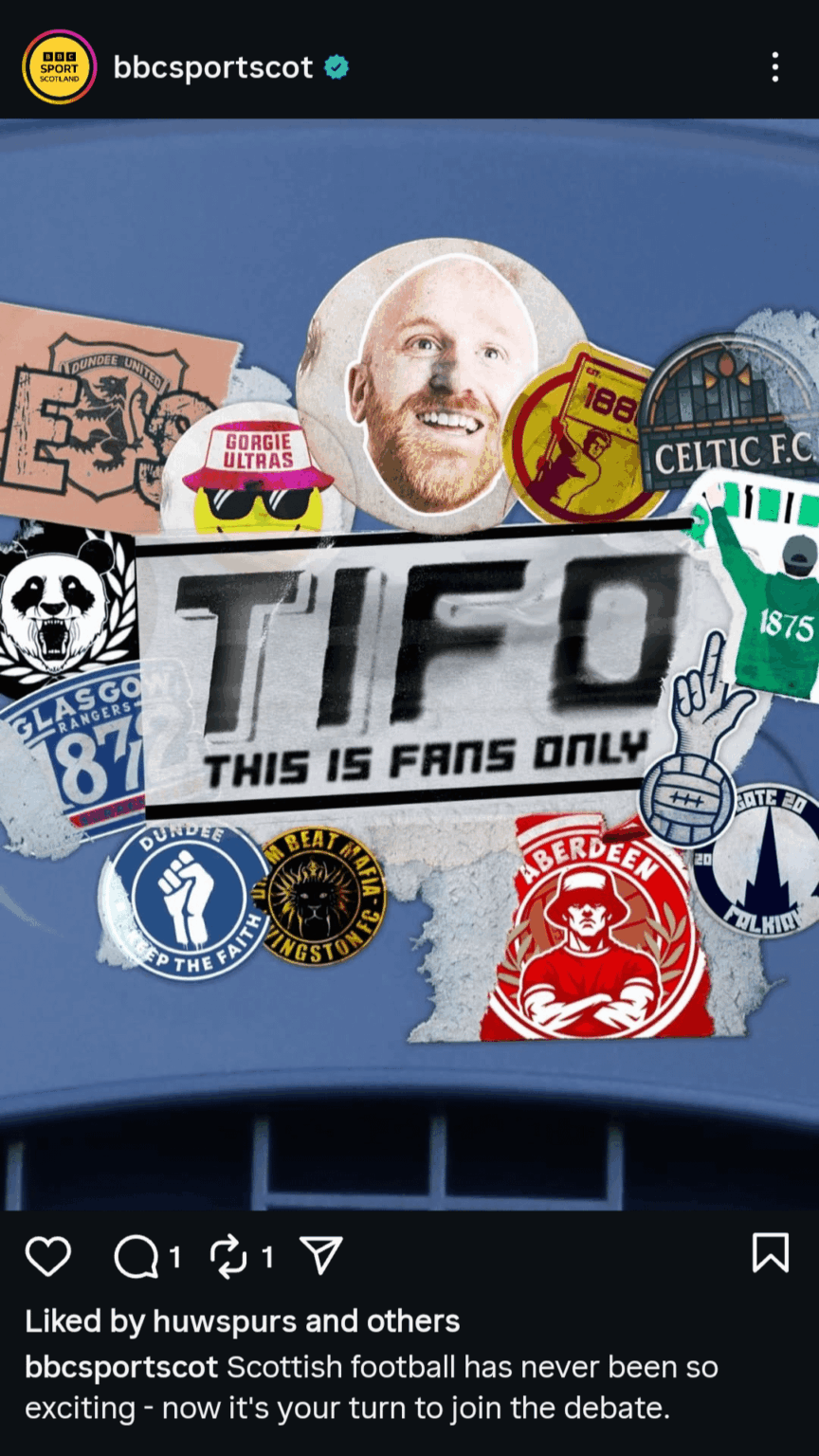 BBC Scotland announced a new Scottish football show "TIFO" to be streamed on YouTube