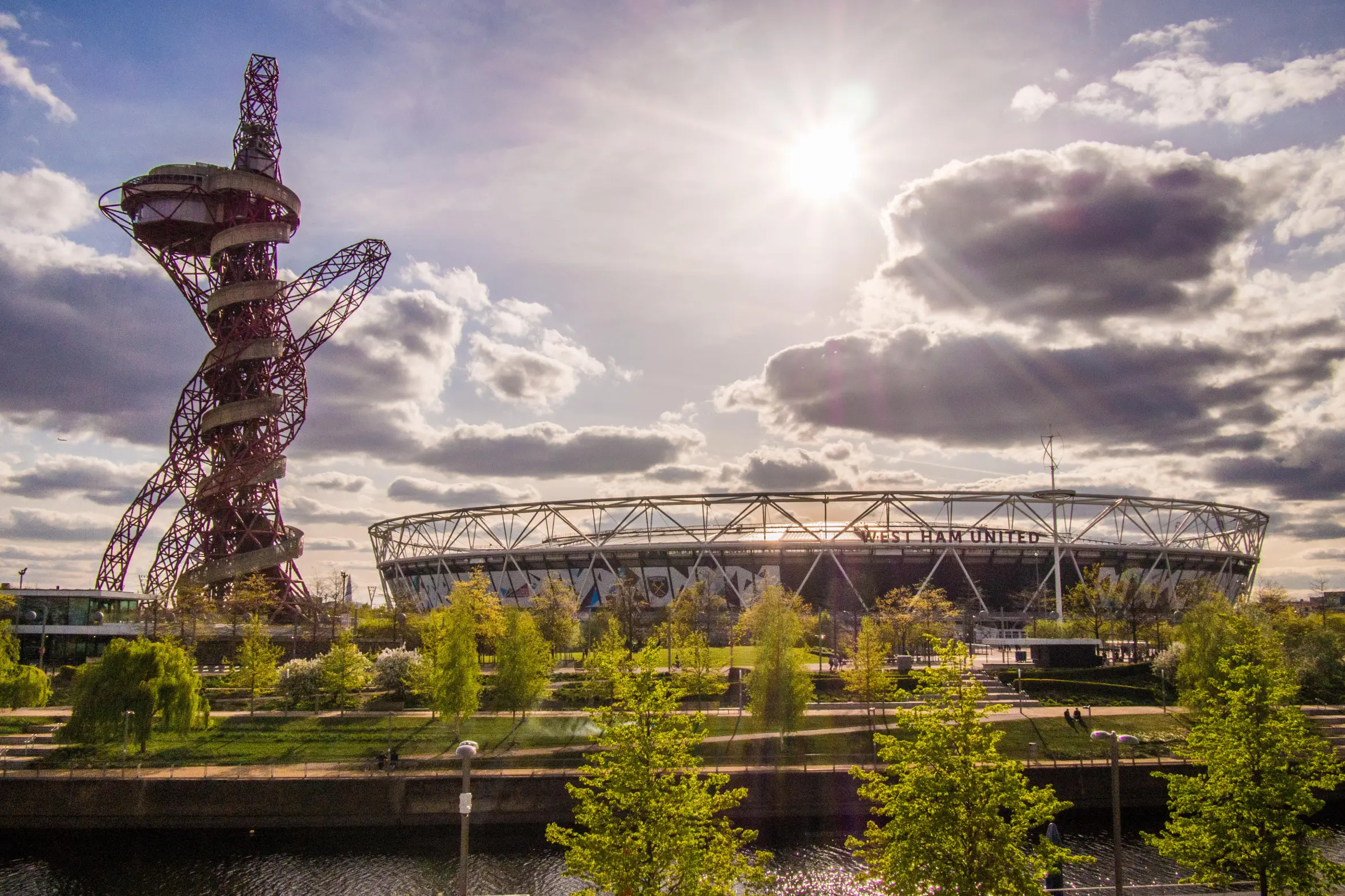 ArcelorMittal Orbit steel structure with tube slide next to the Olympic Stadium (Now West Ham's football ground), Olympic Park, London