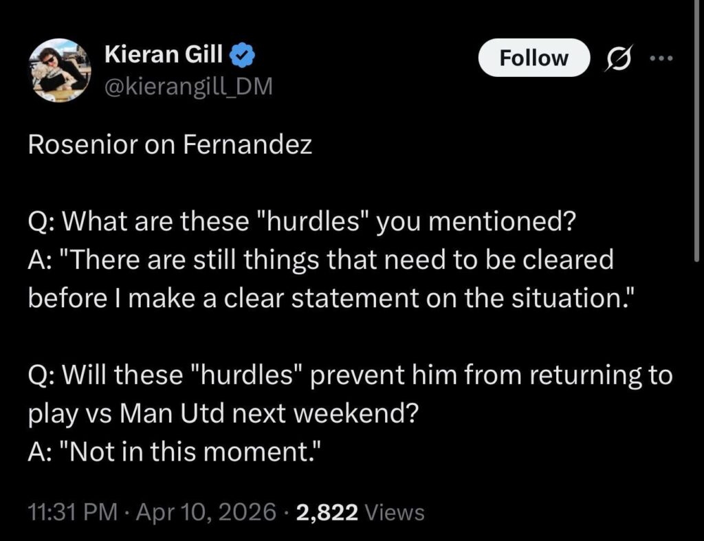 Liam Rosenior on what 'hurdles' need to be overcome before Enzo Fernandez returns: "There are still things that need to be cleared before I make a clear statement on the situation." | Liam Rosenior on whether the 'hurdles' could prevent Enzo Fernandez returning vs Man United: "Not in this moment."