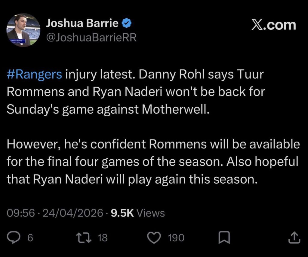 Rommens & Naderi injury update