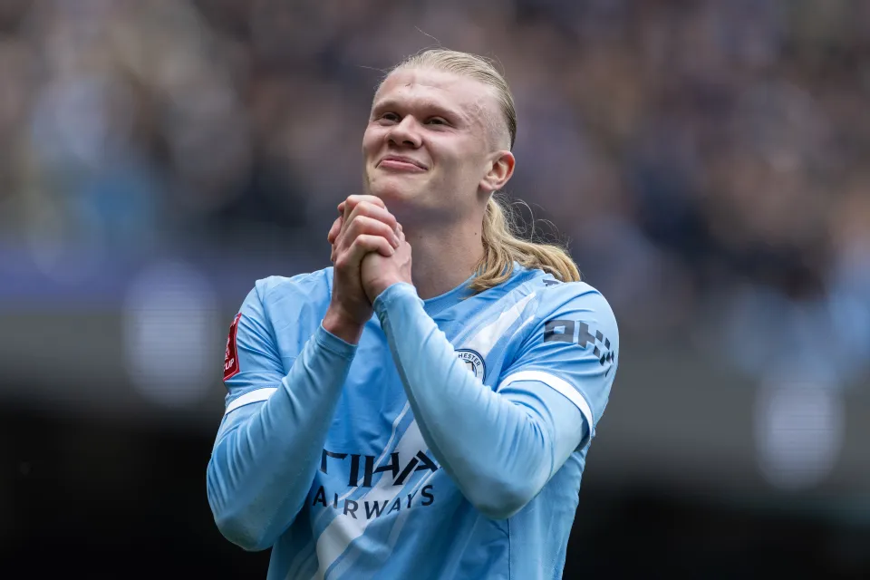 Erling Haaland celebrates against Liverpool