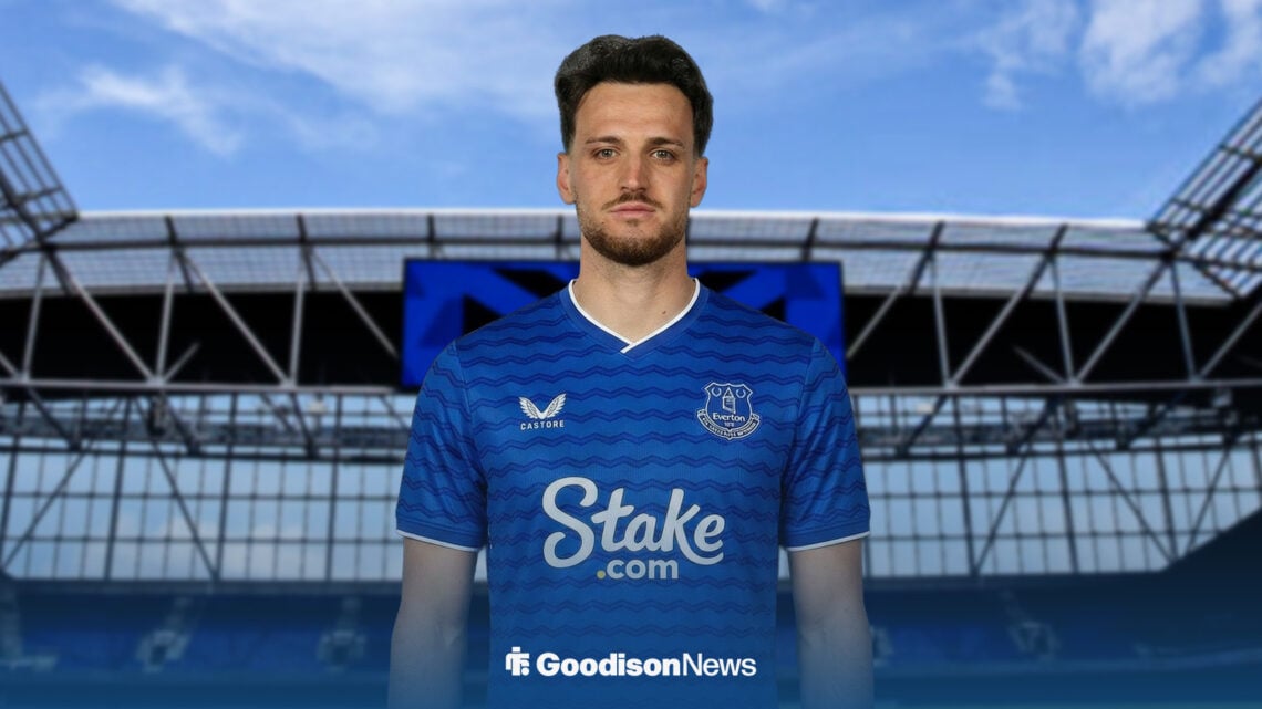 Federico Gatti in an Everton shirt at Hill Dickinson Stadium