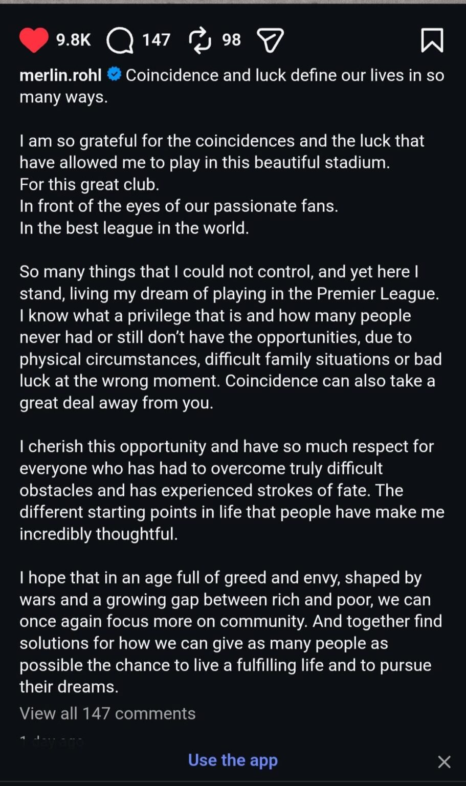 New Merlin Rohl instagram post