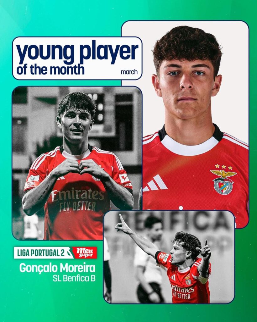 Gonçalo Moreira eleito Jovem do Mês da Liga Portugal 2 Meu Super.