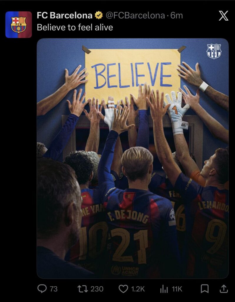 Barcelona just a posted a ted lasso reference