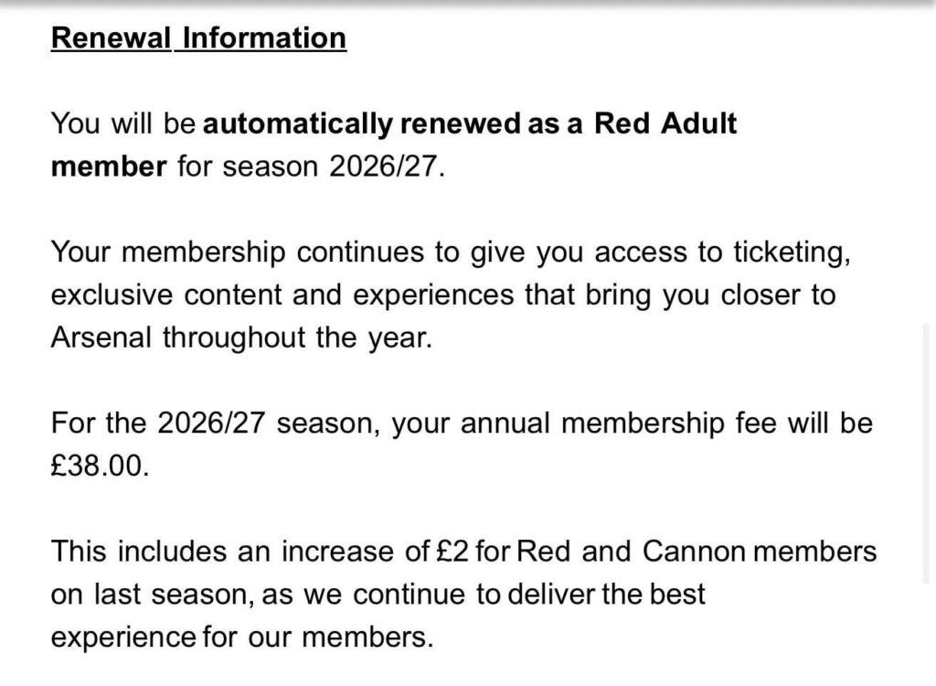 Red Membership Renewal: Price Increase