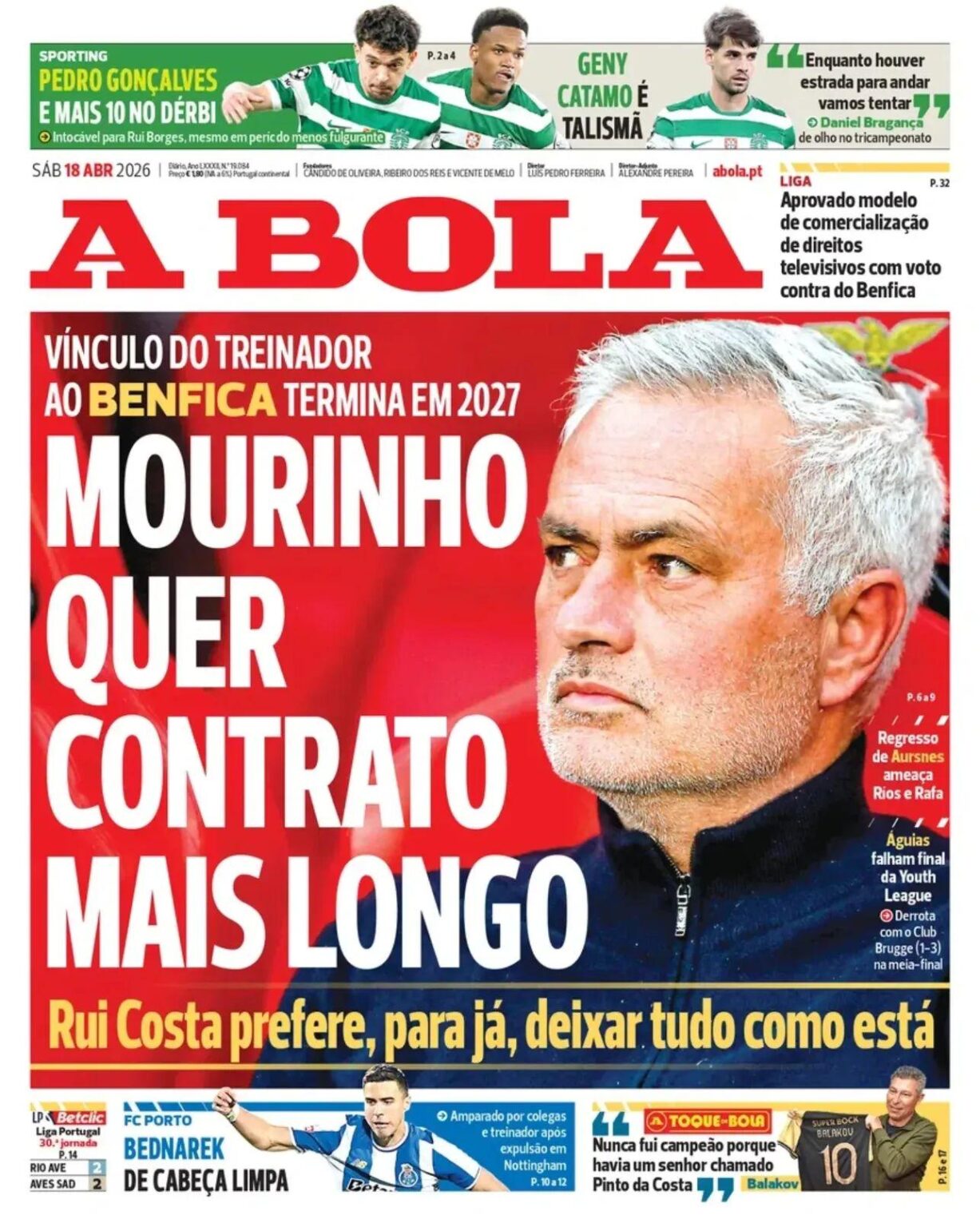 Rui Costa ainda não tomou decisão sobre Mourinho