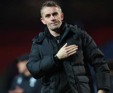 Ipswich Town manager Kieran McKenna reacts after the match 