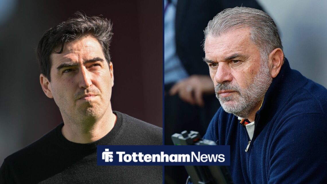 Andoni Iraola and Ange Postecoglou pictured side-by-side