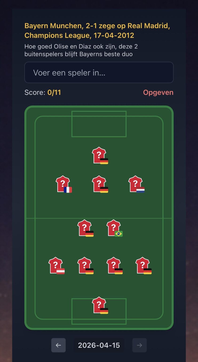 Trivia: Starting XI Bayern München against Real Madrid, 2-1 (17-04-2012)