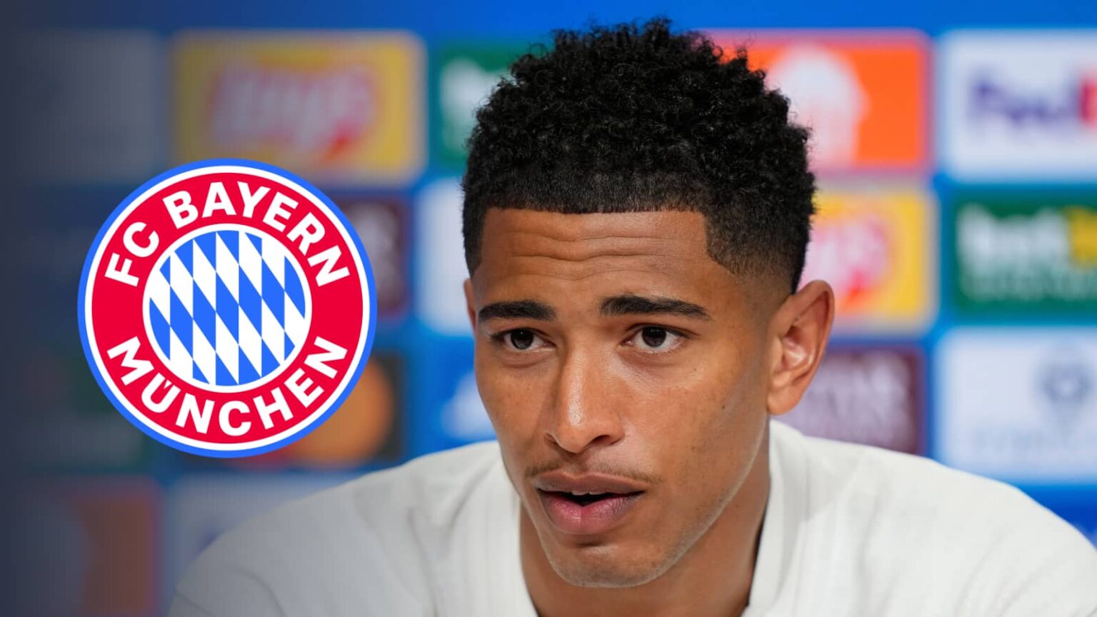 Jude Bellingham Real Madrid with Bayern badge