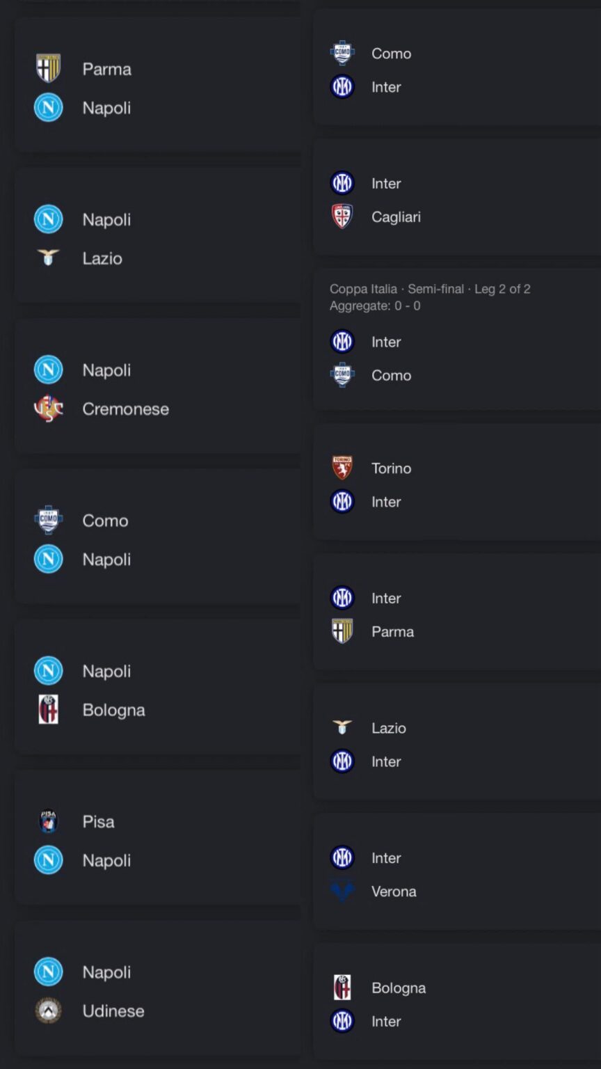 Inter and Napoli have very similar schedules, including the same toughest matches, and Inter are 7 points ahead. With a strong run, the title could be sealed early. Nothing is decided, but the idea that Napoli have an easy path is exaggerated. Trust the team, and we’ll celebrate.