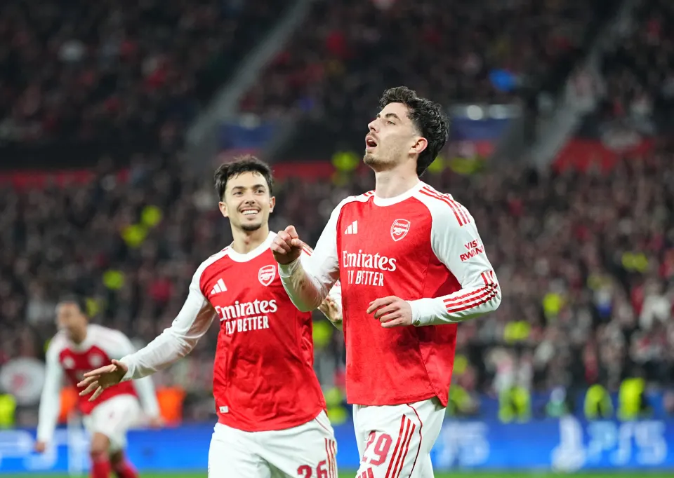 Kai Havertz celebrates scoring against Bayer Leverkusen